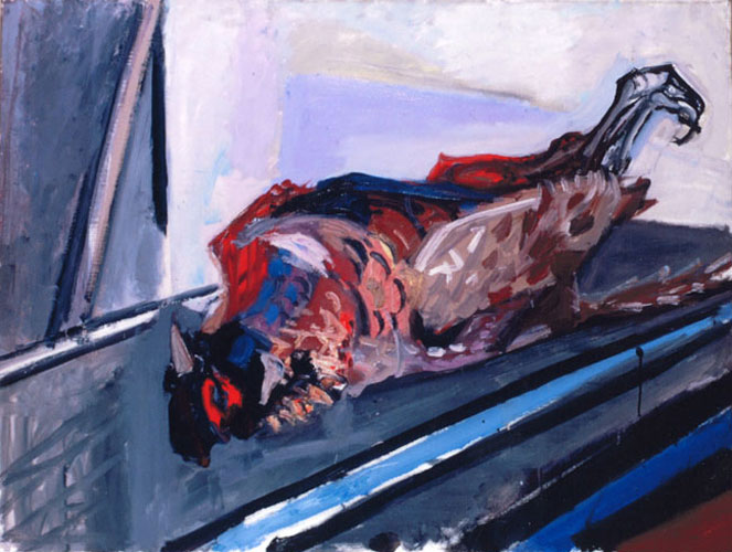Max Gubler. Liegender Fasan. 1957 Öl auf Leinwand. 89 x 116 cm