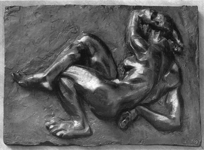 Ernst Gubler. Relief. Liegender Frauenakt. Um 1948-55 Bronze. 55,5 x 39 cm