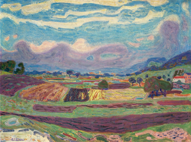Eduard Gubler. Weininger-Feld 1946/1947. Öl auf Leinwand. 60 x 81 cm